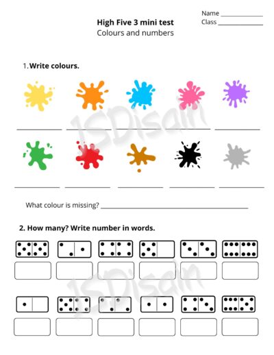 Colours and numbers test