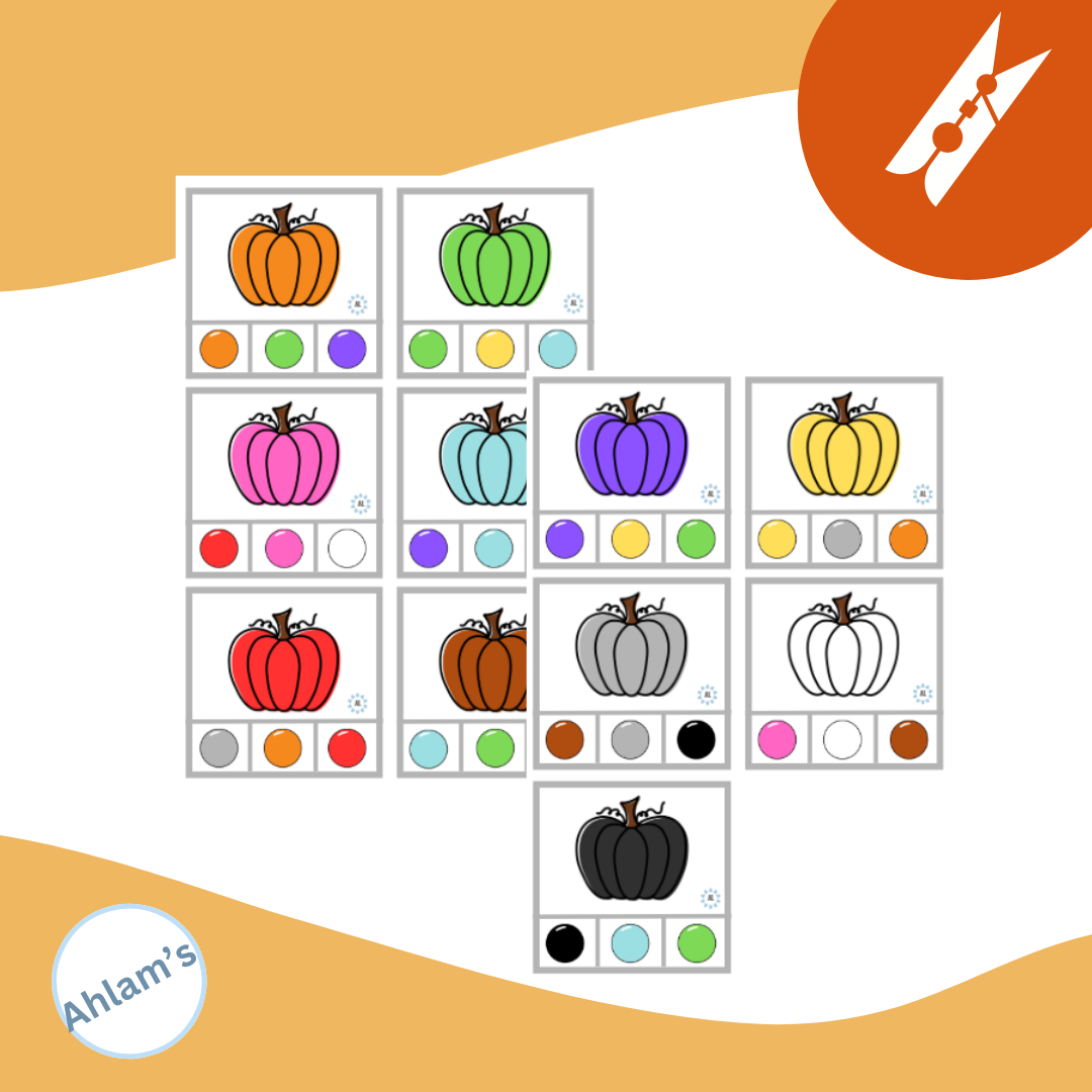 Leia sobiv (mäng pesulõksudega) - "Värvilised kõrvitsad" - Image 2