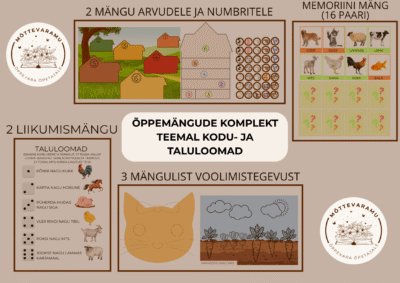 ÕPPEMÄNGUDE KOMPLEKT TEEMAL TALU- JA KODULOOMAD