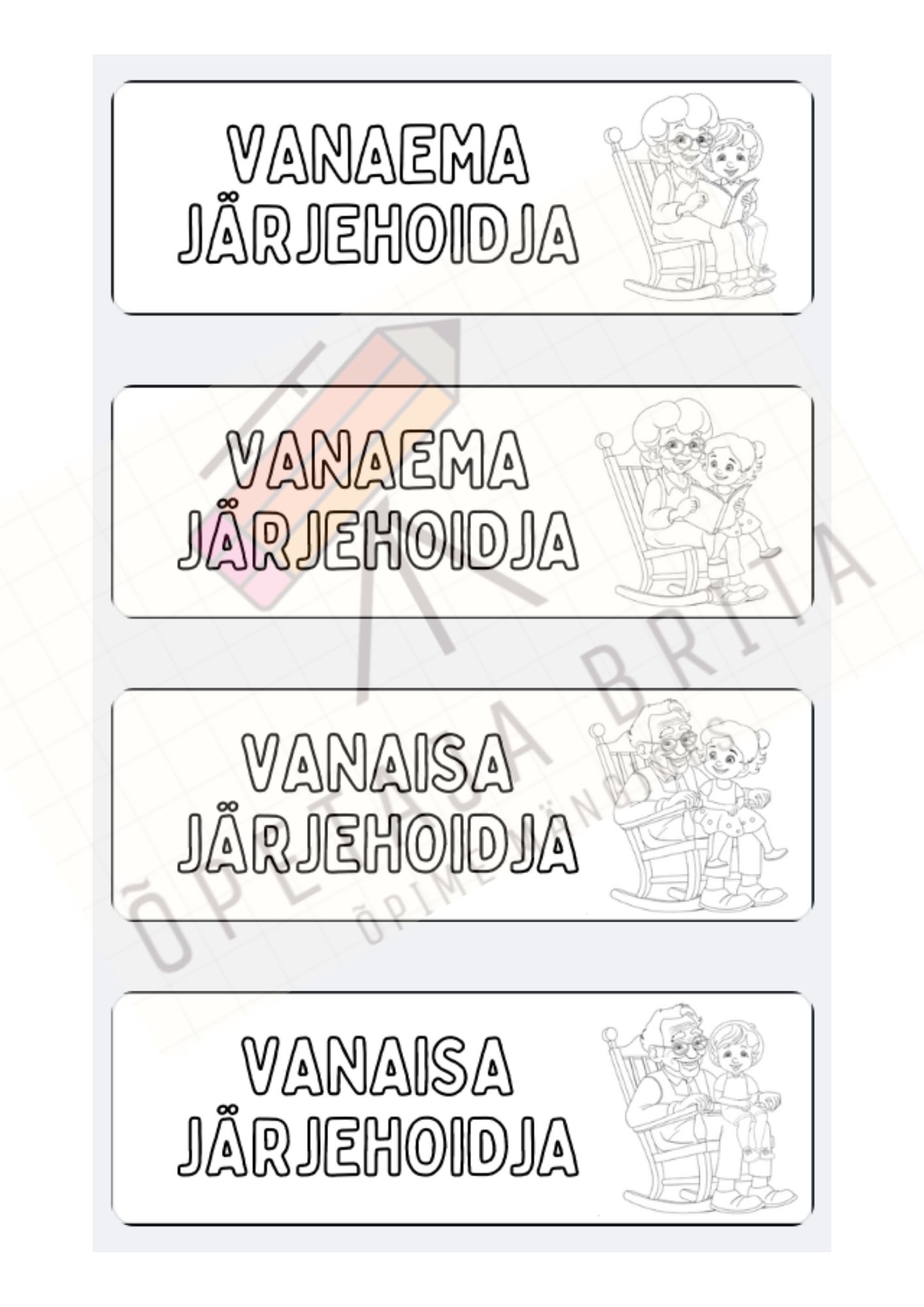 Vanavanemate päeva kink - järjehoidjad