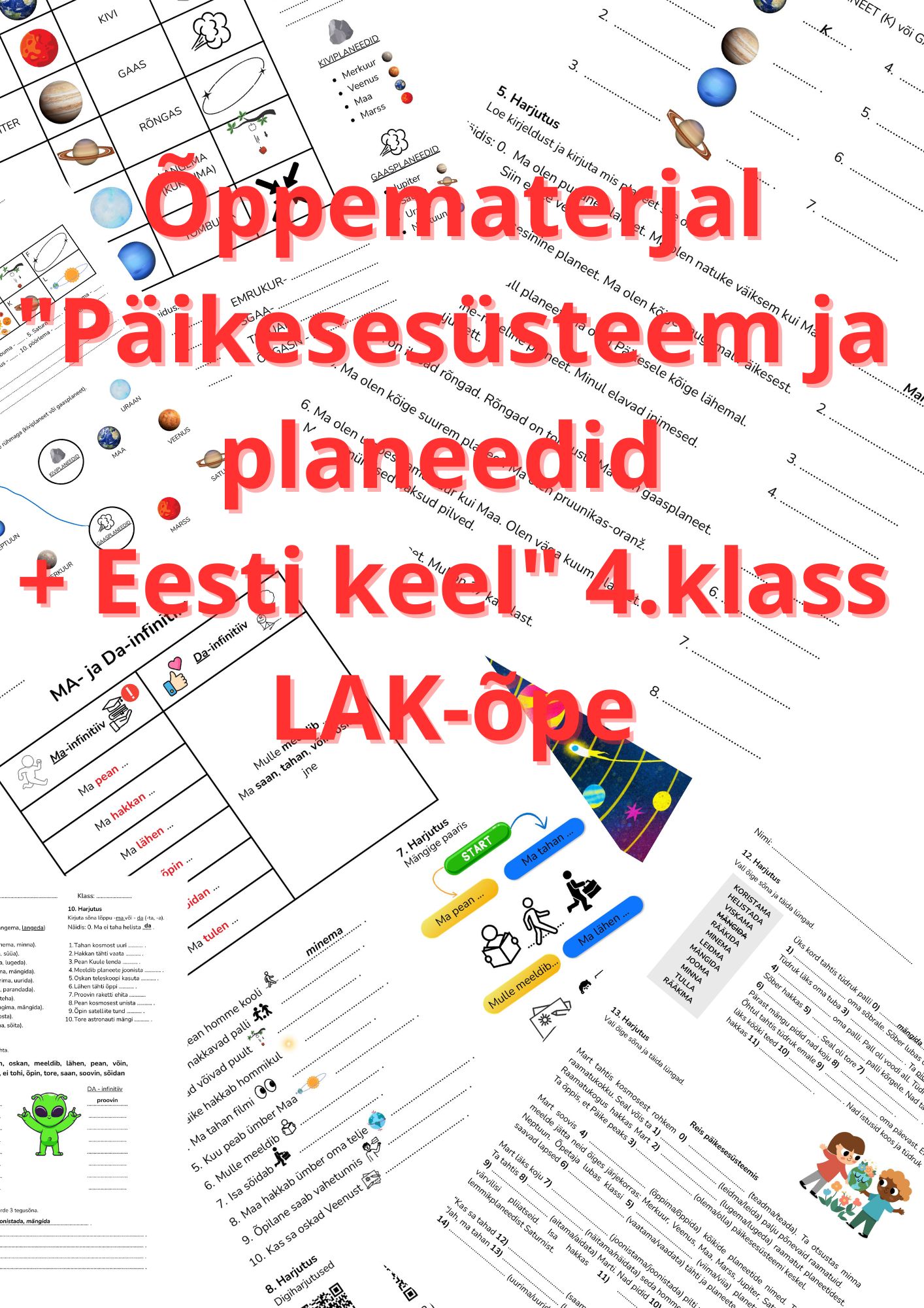 "Päikesesüsteem, planeedid ja Eesti keel" – lõimitud LAK-õppe töölehed 4. klassile