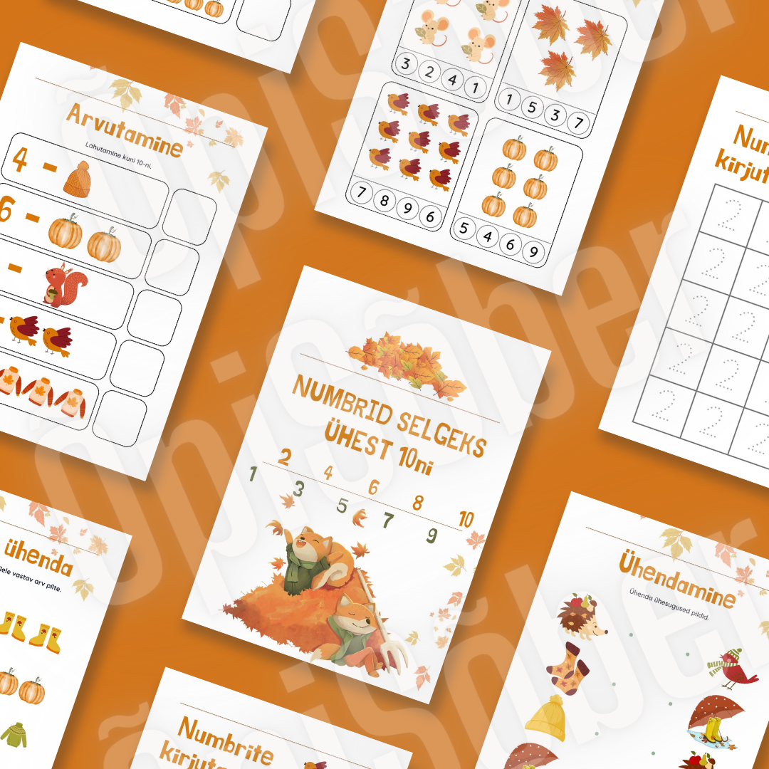Numbrid selgeks ühest 10ni töölehtede komplekt