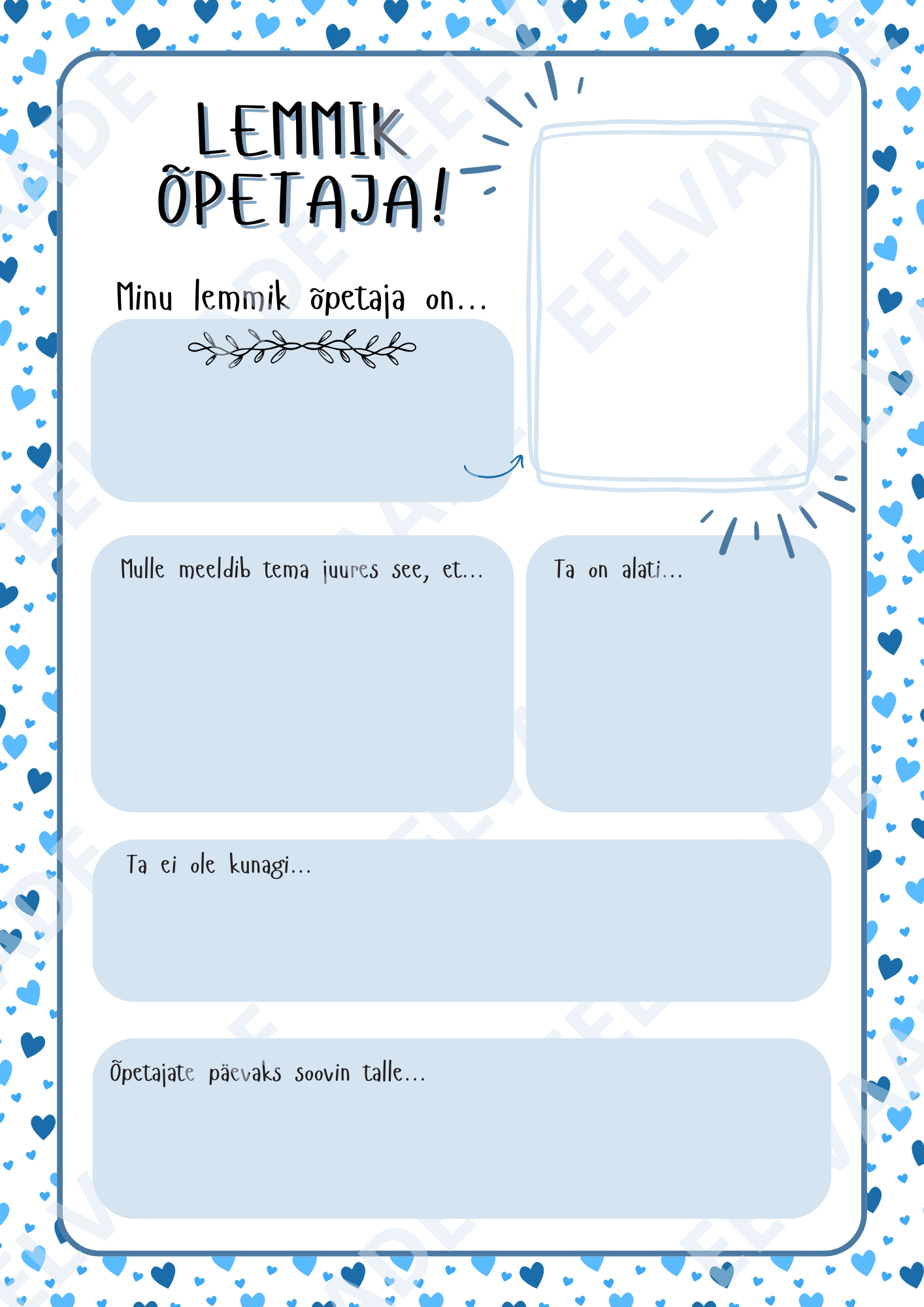 Tööleht lemmik õpetaja kohta