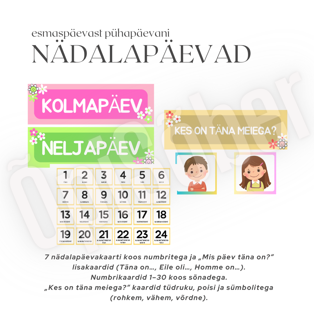 „Nädalapäevad“ – prinditav õppekomplekt - Image 2