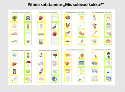 Mis sobivad kokku? Põhjenda! (8 lk pildipaaridega)