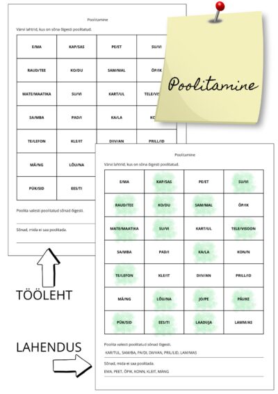 Poolitamine (vastusteleht kaasas)