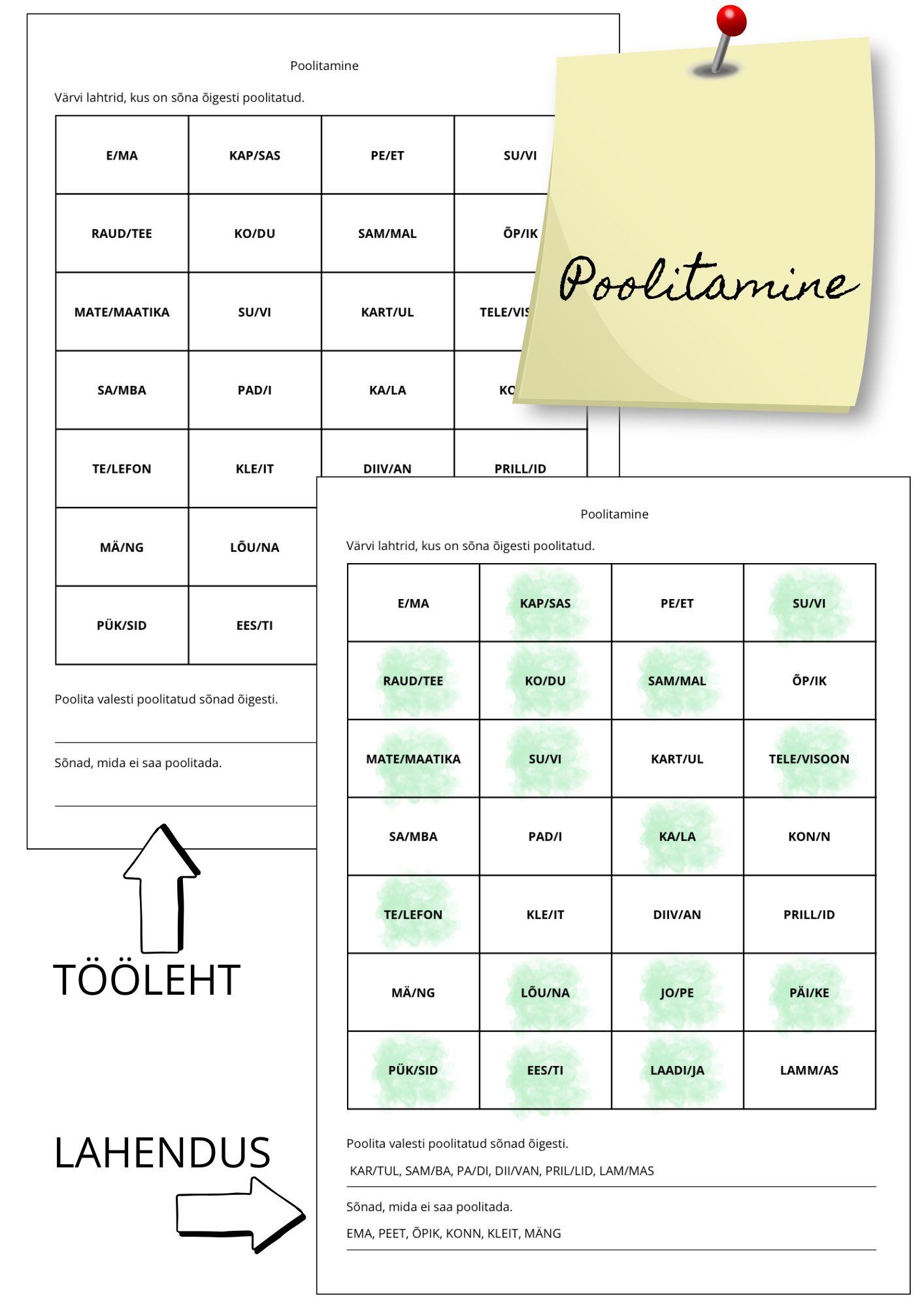Poolitamine (vastusteleht kaasas)