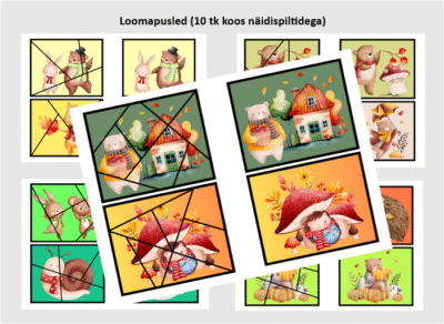 Lihtsad loomapusled (10 tk) koos näidispiltidega