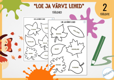 Töölehed - "Loe ja värvi lehed"