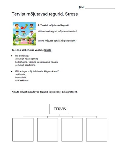 Tervise mõjutajad. 5.klassi inimeseõpetus (sobib ka LAK)