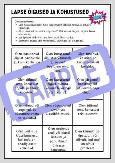 BINGO lapse õigused ja kohustused ühiskonnaõpetus