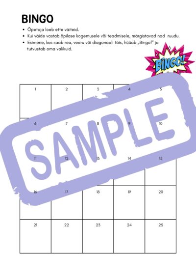 BINGO inimeseõpetus Tervis
