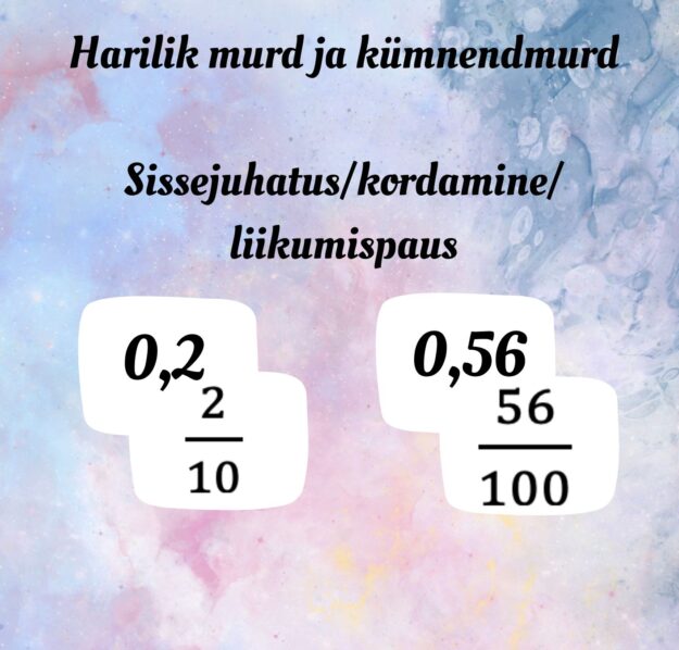 Harilik murd ja kümnendmurd - leia paariline