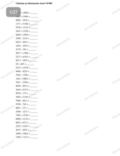 Liitmine ja lahutamine kuni 10 000