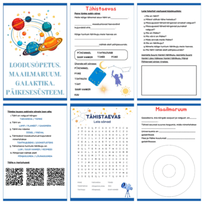 Loodusõpetus. Maailmaruum. Töölehed