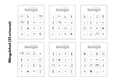 Bingo - noodimärgid/muusikamärgid (mustvalge)