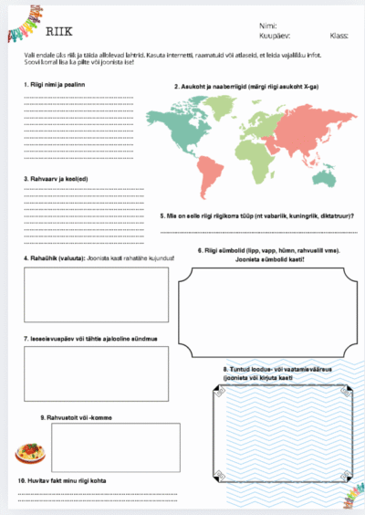 „RIIK“ — Õpilase uurimisleht riigi tundmaõppimiseks