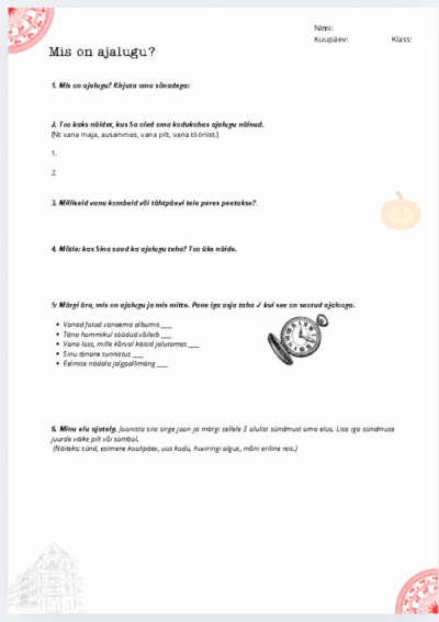 Tööleht „Mis on ajalugu?“ — 5. klassile