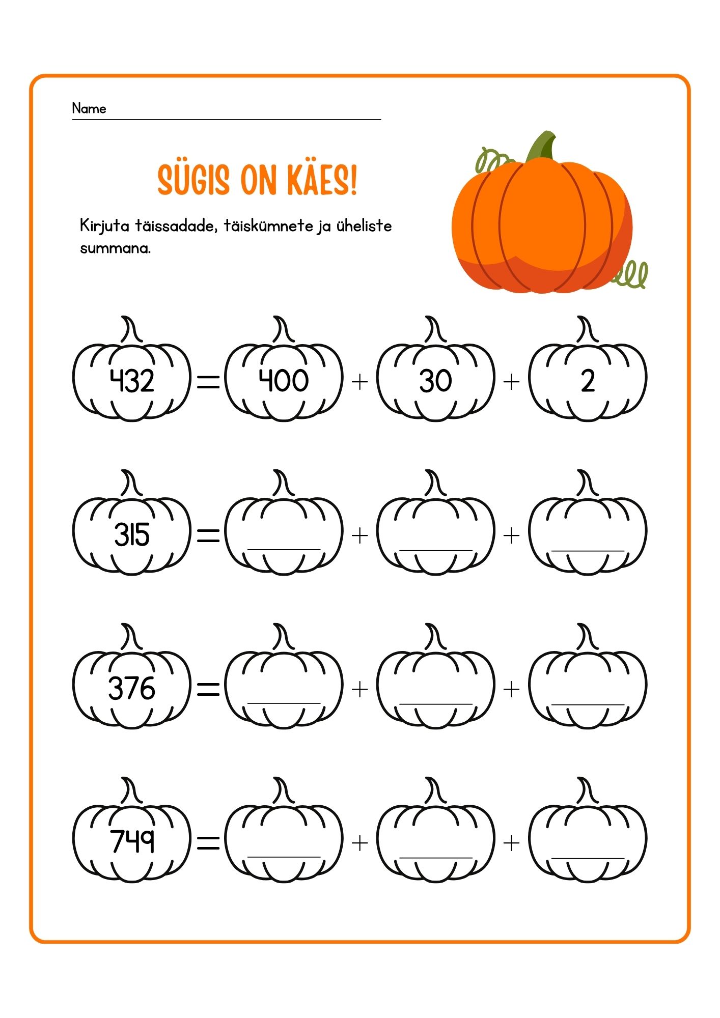 Täissadade, täiskümnete ja üheliste summa