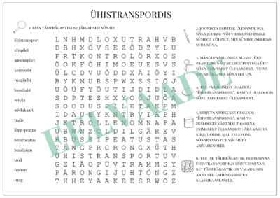 "Ühistranspordis - täherägastik ja muud sõnavaraülesanded"