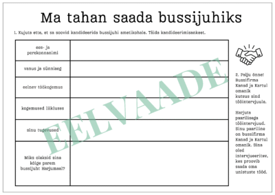 "Ankeet ja tööintervjuu: tahan saada bussijuhiks/piletikontrolöriks"