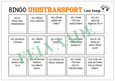 "Ühistransport - bingo"