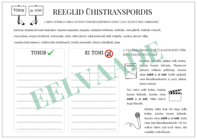 "Reeglid ühistranspordis (tohib/ei tohi)"