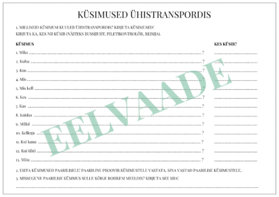 "Küsimused ühistranspordis - kirjuta küsimus"