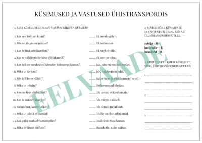 "Küsimused ja vastused ühistranspordis - ühenda!"