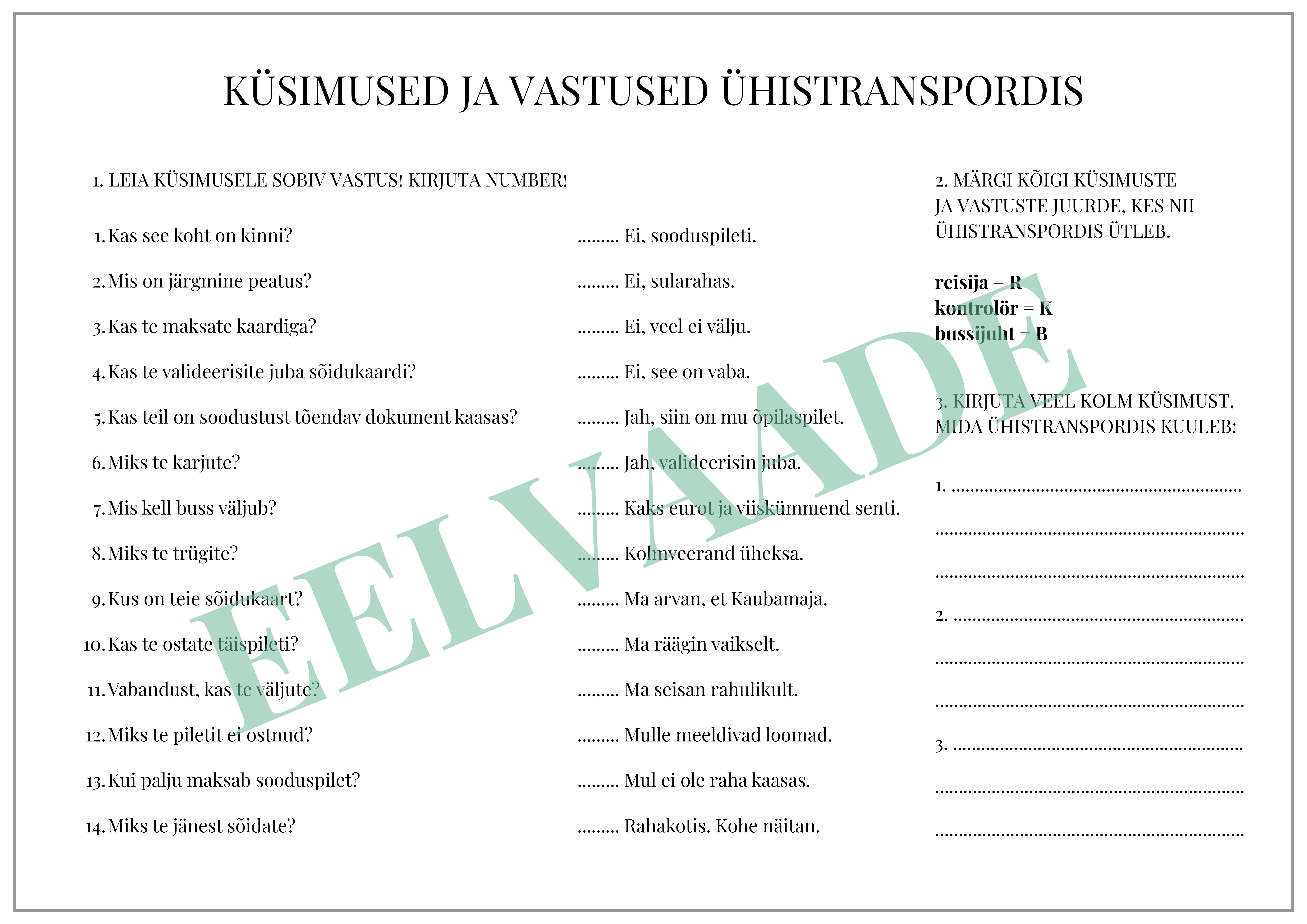 "Küsimused ja vastused ühistranspordis - ühenda!"