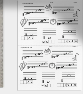 Muusika töölehed 7 tk algkooli jaoks