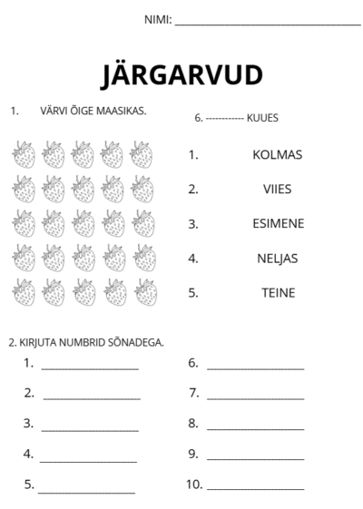 Järgarvud 1. klassile