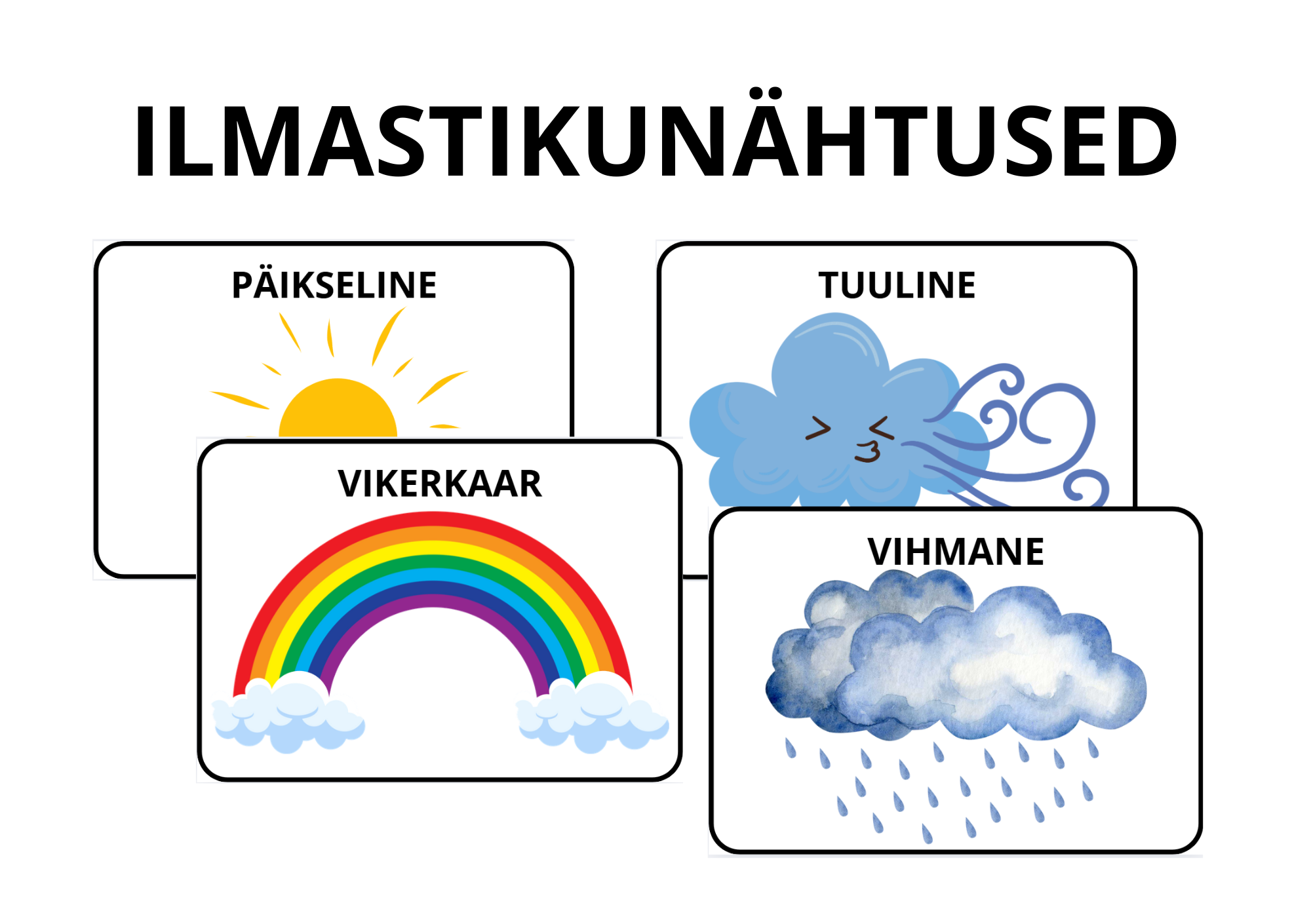 Ilmastikunähtused - õppekaardid