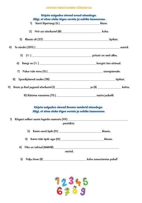 Arvsõnade kirjutamine, Rooma numbrid - Image 2
