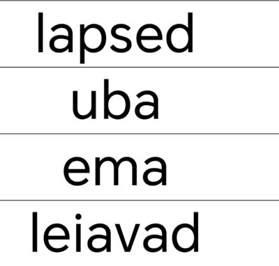 Silbitamine. Sõnade jaotamine silpide arvu järgi (50 sõna).