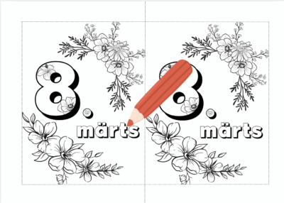 Värvimisleht. Naistepäeva kaart.