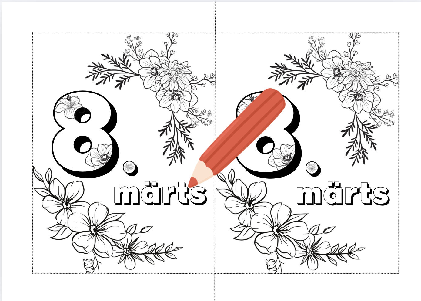 Värvimisleht. Naistepäeva kaart.