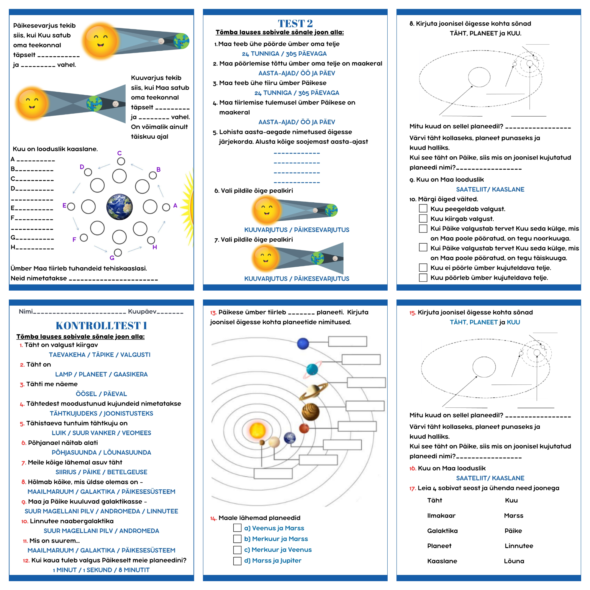 Loodusõpetus. Maailmaruum. Töölehed - Image 3