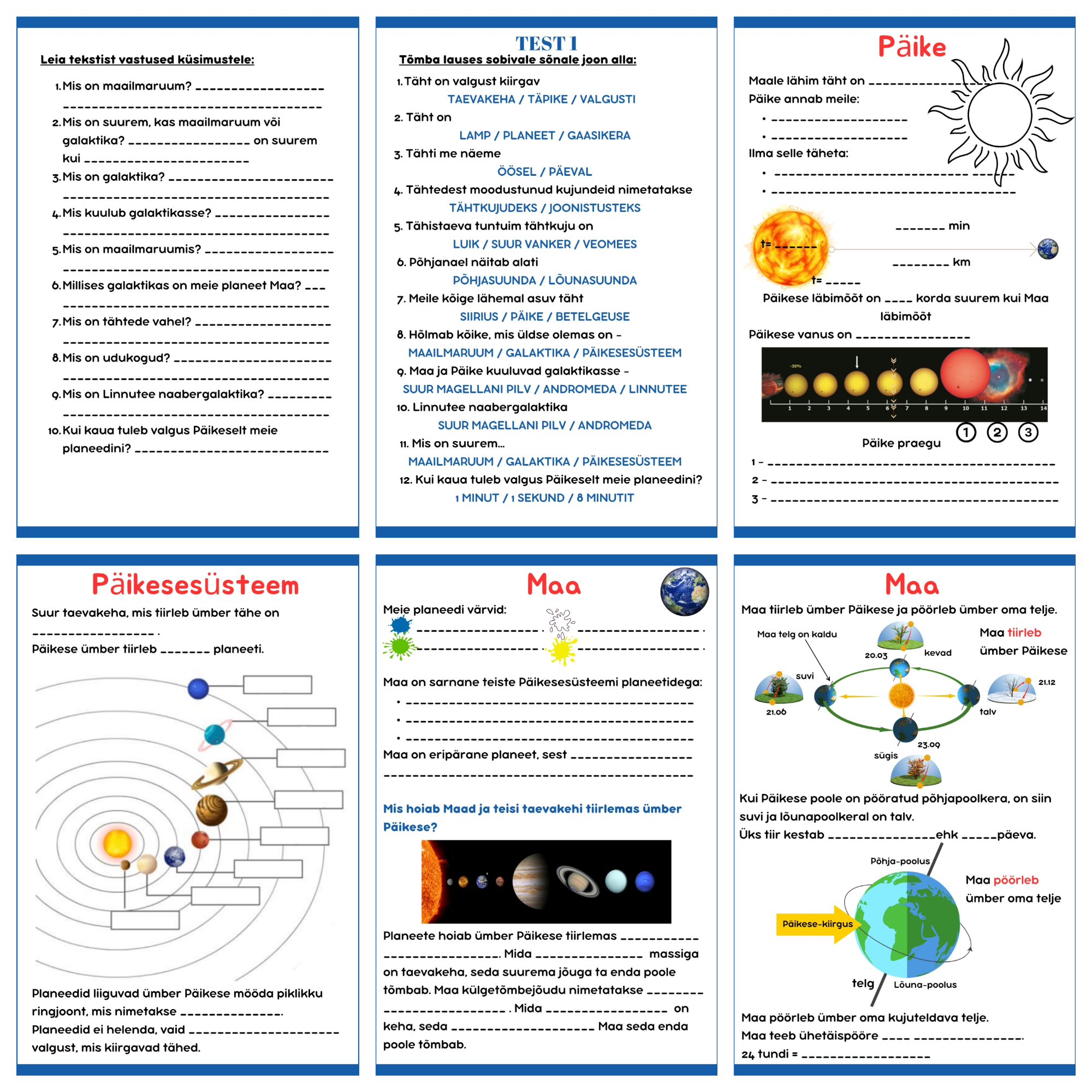 Loodusõpetus. Maailmaruum. Töölehed - Image 2
