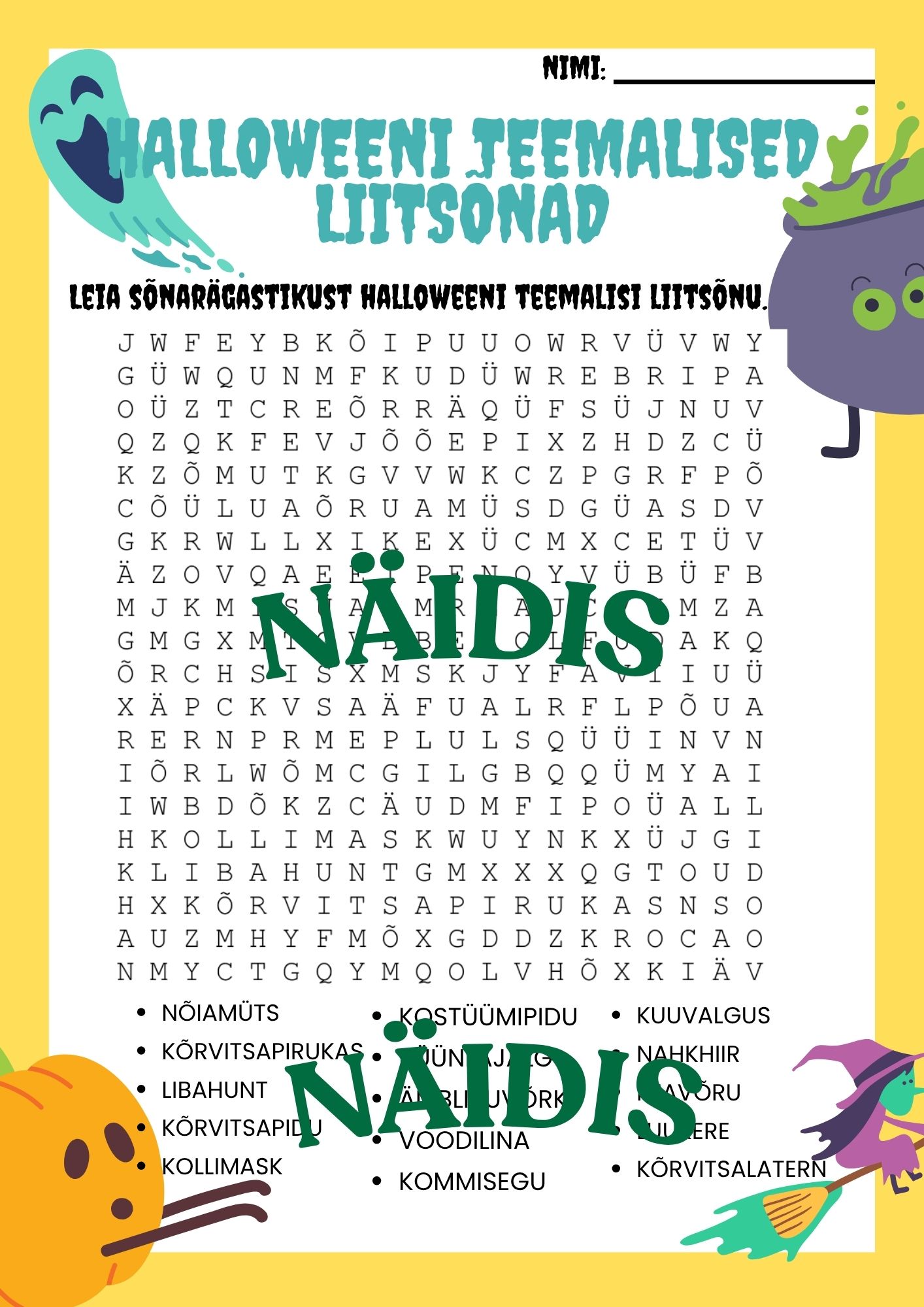 Halloweeni teemalised liitsõnad