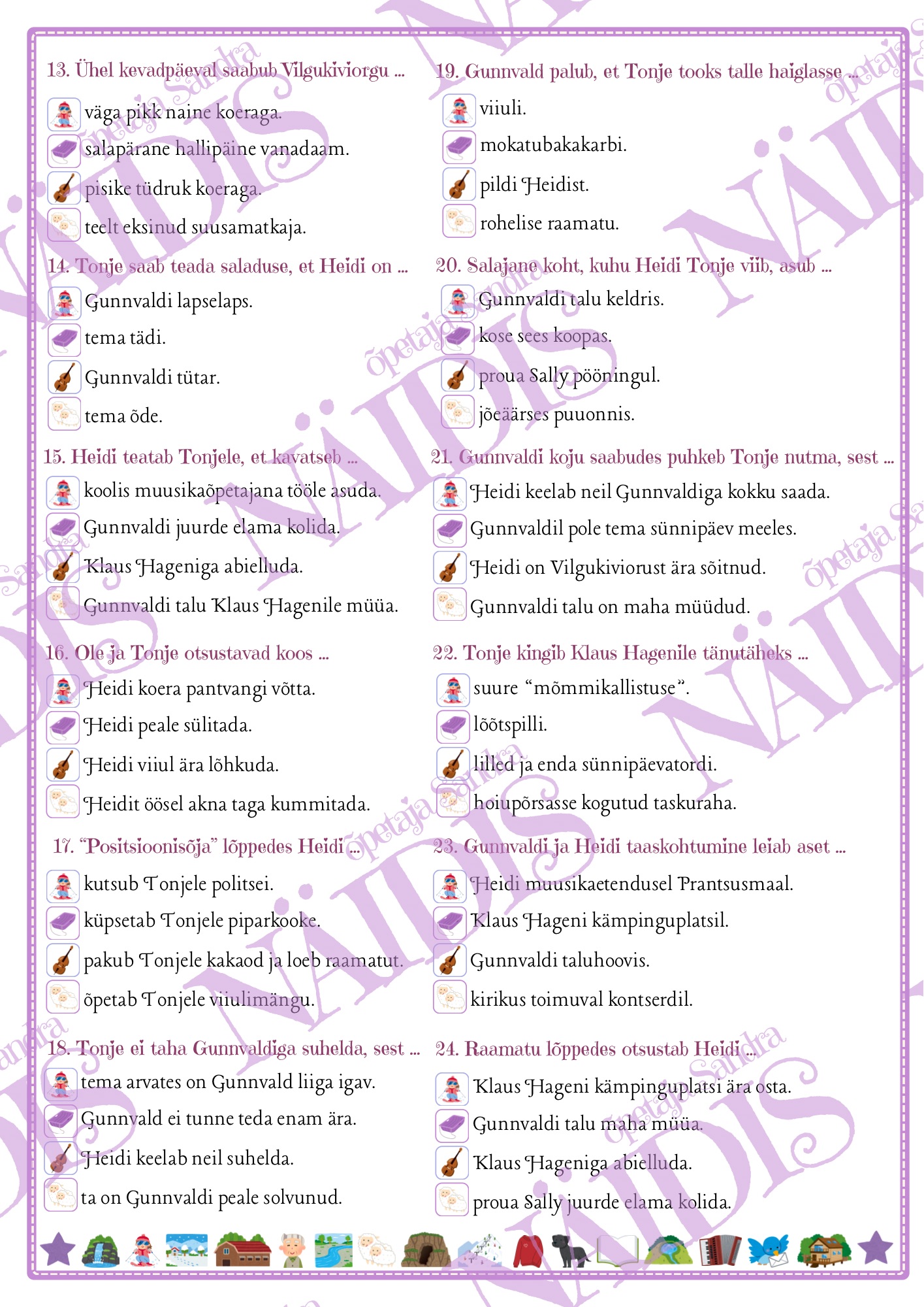 “VILGUKIVIORU TONJE” (M. Parr) LUGEMISKONTROLL-TÖÖLEHED & KÜSIMUSTEKAARDID - Image 2