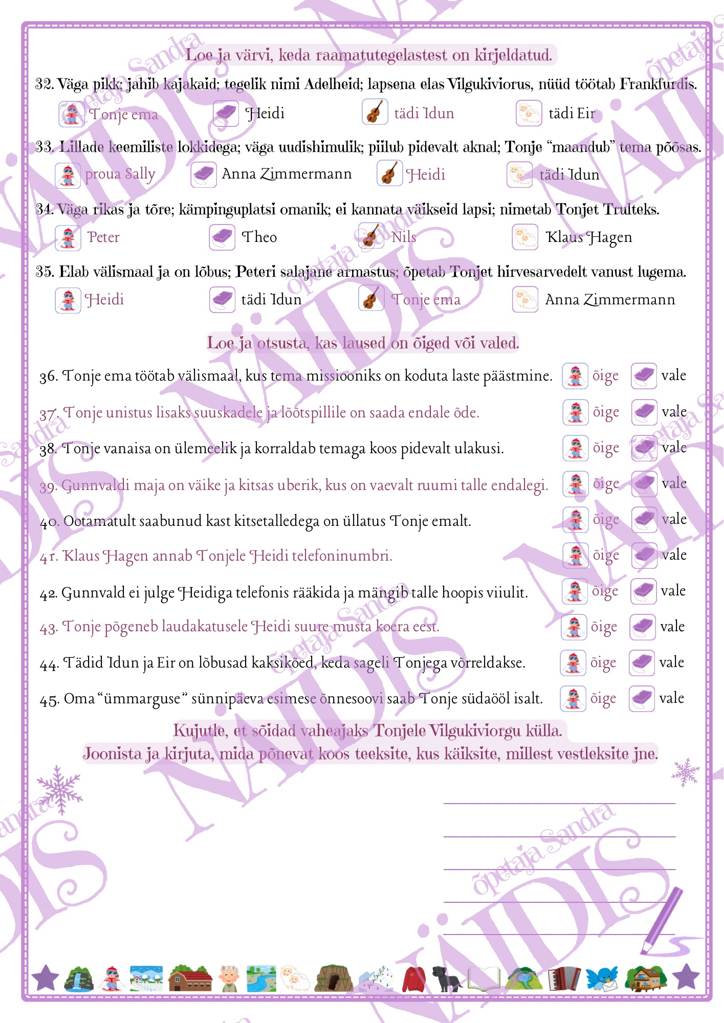 “VILGUKIVIORU TONJE” (M. Parr) LUGEMISKONTROLL-TÖÖLEHED & KÜSIMUSTEKAARDID - Image 4
