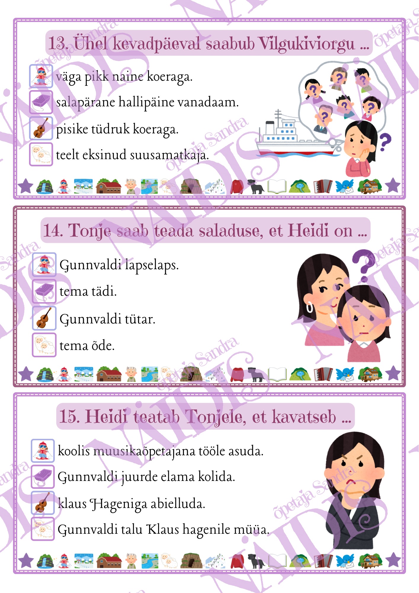 “VILGUKIVIORU TONJE” (M. Parr) LUGEMISKONTROLL-TÖÖLEHED & KÜSIMUSTEKAARDID - Image 5