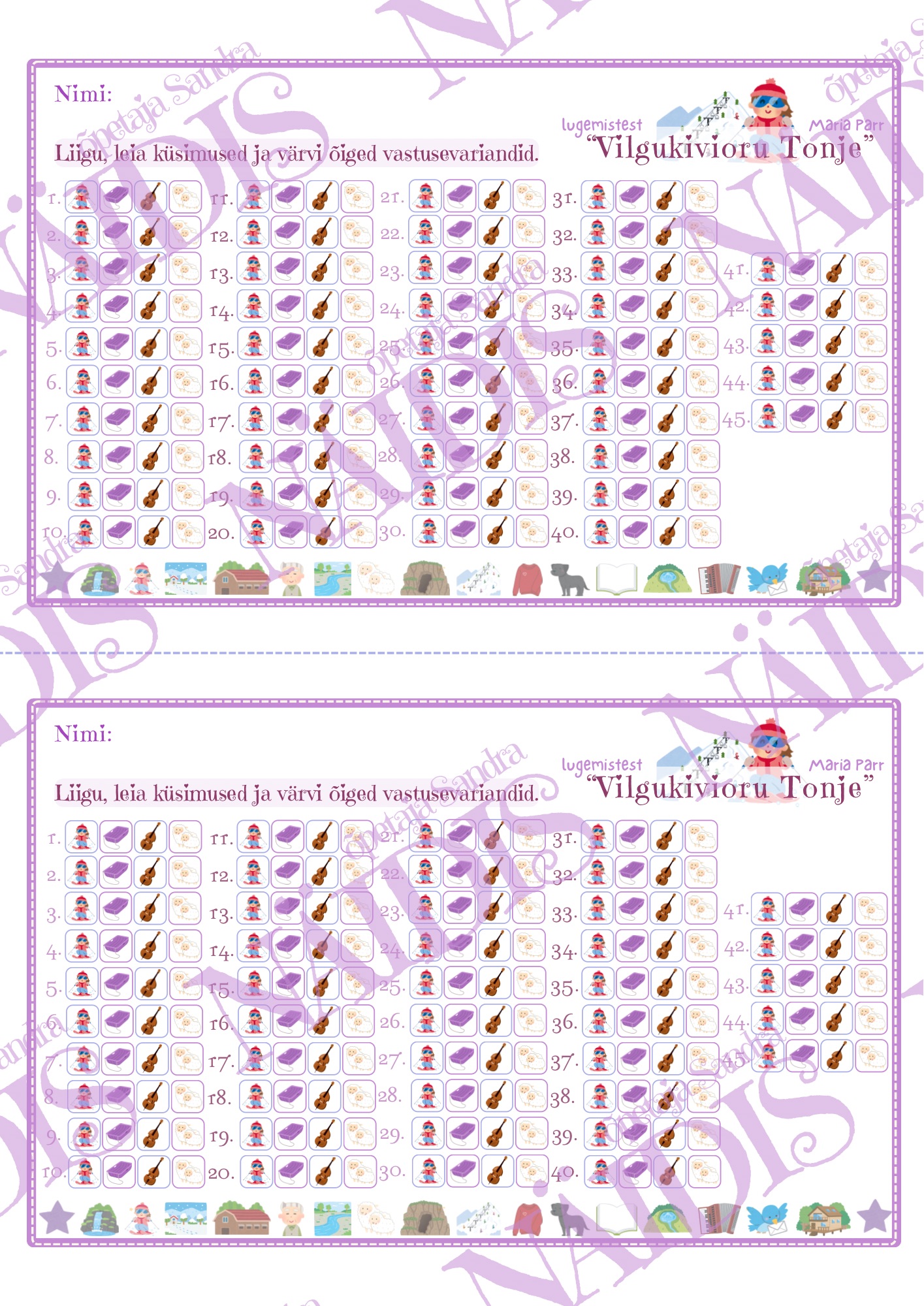 “VILGUKIVIORU TONJE” (M. Parr) LUGEMISKONTROLL-TÖÖLEHED & KÜSIMUSTEKAARDID - Image 6