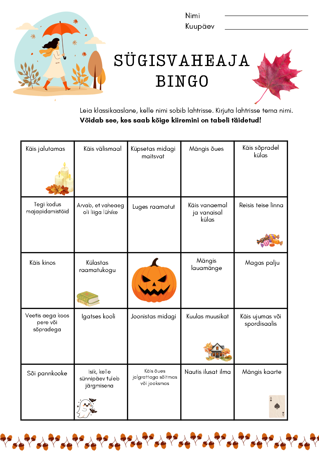 Sügisvaheaja BINGO (3 disaini) - Image 2