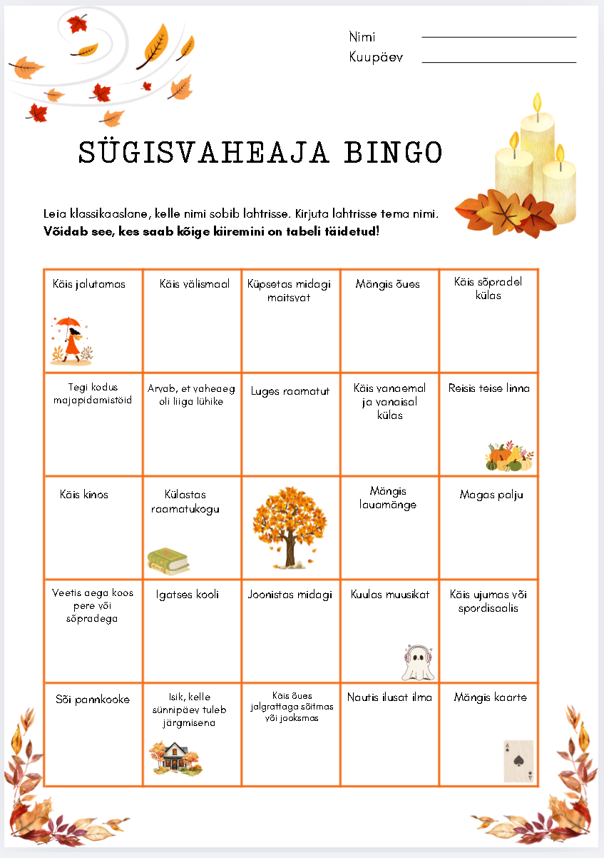 Sügisvaheaja BINGO (3 disaini) - Image 3