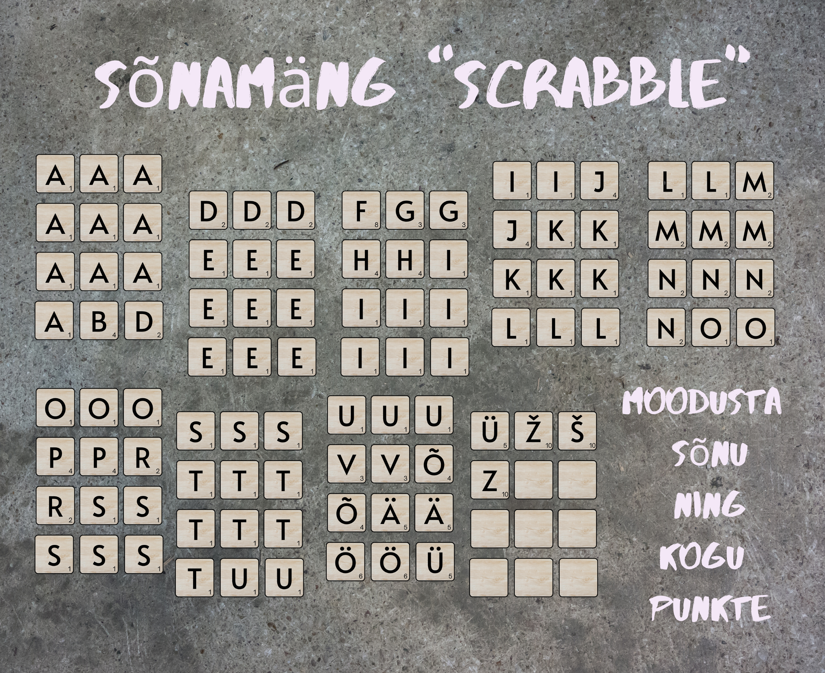 Sõnamäng Scrabble - mängi laual või põrandal