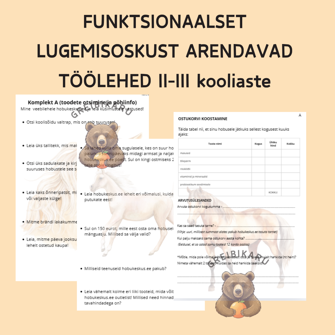 FUNKTSIONAALSET LUGEMISOSKUST ARENDAVAD TÖÖLEHED II-III kooliaste