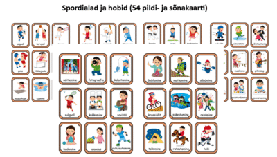 Spordialad ja hobid (54 pildi- ja sõnakaarti)