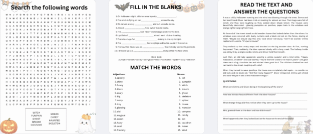 HALLOWEEN - töölehed (inglise keeles)
